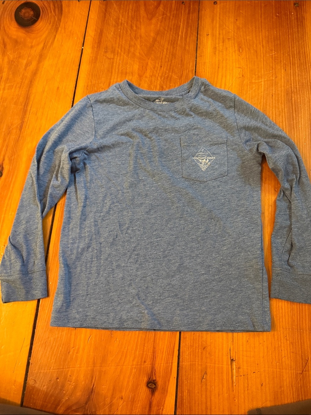 Vineyard Vines Youth Heather Blue Long-Sleeve Pocket Tee